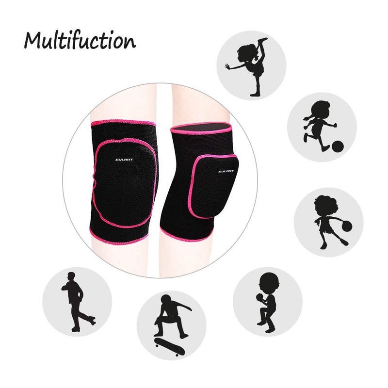 EULANT Sborter Knee Pads for Kids Junior Youth, for Biking,Volleyball,Basketball,Football,Skating,Dancing, 1 Pair,S Black/Rose - Image 4